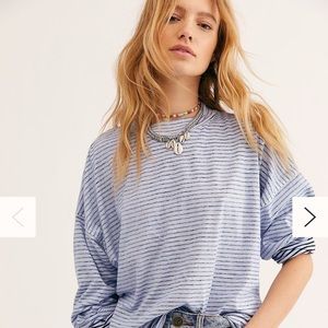Free People We The Free Be Free Stripe Tunic in chambray blue combo